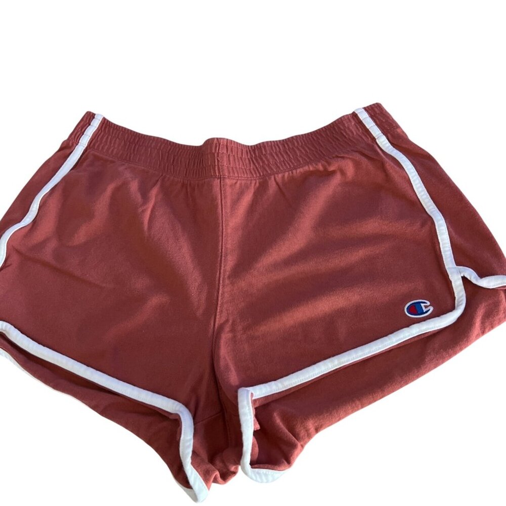 CHAMPION copper brown white trim cotton athletic shorts Women L